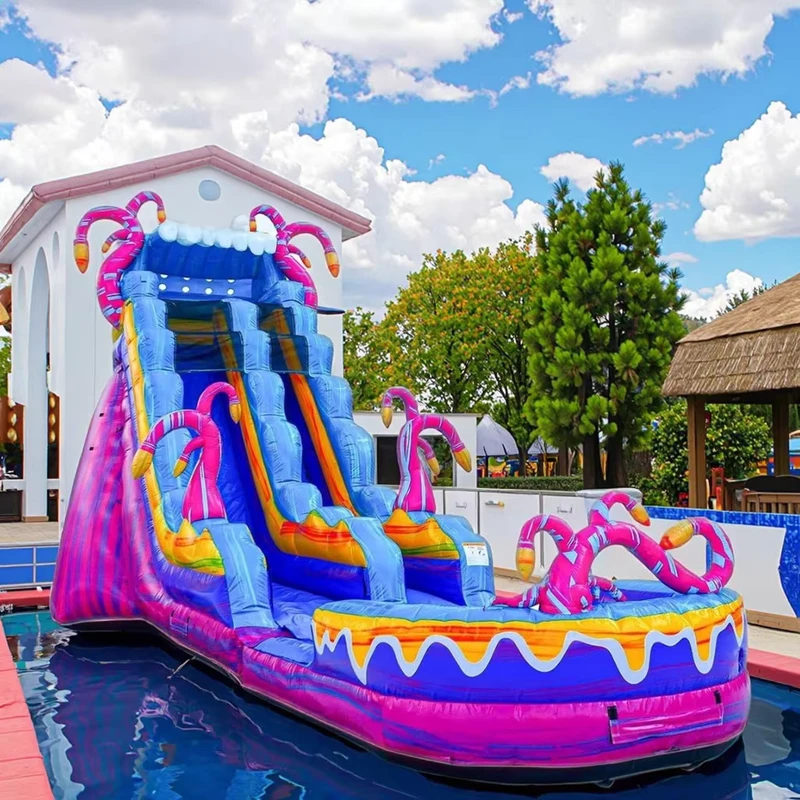 Perosotan Air Inflatable untuk Anak-Anak, Peralatan Taman Permainan Komersial, Rumah Kastil Kolam Air