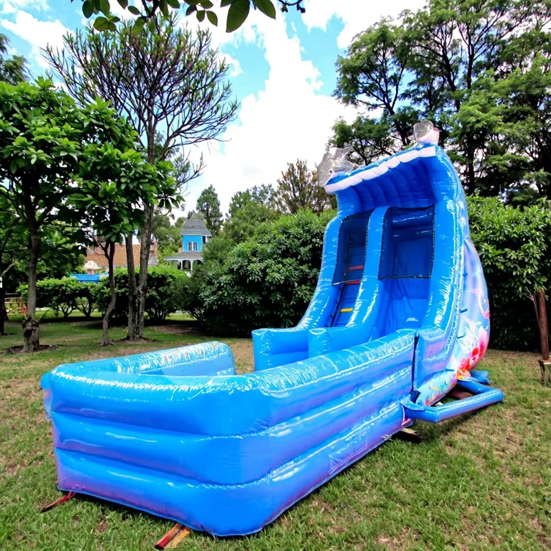 Peralatan Taman Permainan Trampolin Air Komersial Dalam Ruangan dan Luar Ruangan untuk Anak-anak, Rumah Seluncur Kering Inflatable, Kastil