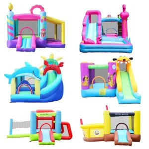 Children Inflatable Castle Water Slide Bounce House With Blower Kids Residential Outdoor Play Equipment