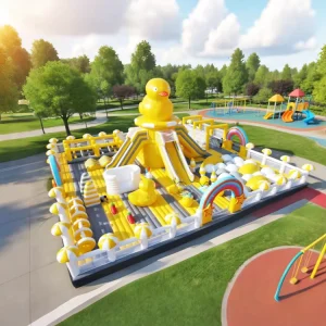 Children Inflatable Playground with Colorful Obstacle Course and Bounce House for Outdoor Fun and Safe Kids