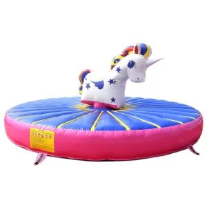Children Inflatable Rodeo Unicorn Ride Pull Riding Bouncy Unicorn Horse Bull Game for Kids