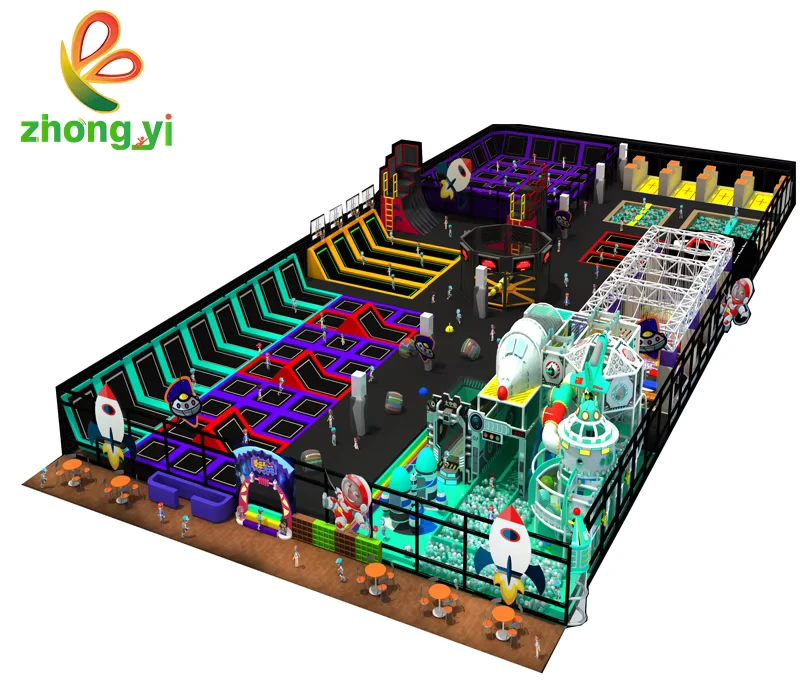 Công viên trampoline trong nhà cho trẻ em, trampoline với thảm bungy