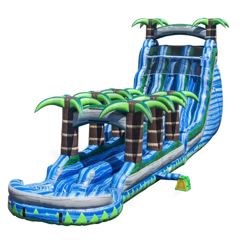 Children New Double Lane Inflatable Slides Water or Dry Slide With Detachable Swimming Pool for Party Business