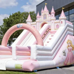 Children Pink Girl Princess Gonflable Jumping Bouncer Water Slide Bounce House Inflatable Dry Slide