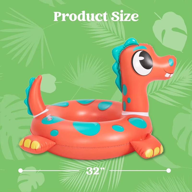 Set de Flotadores Inflables de Animales de PVC para Niños Diseños de Tortuga, Dinosaurio y León Marino