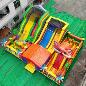 Castello gonfiabile ecologico per bambini in materiale PVC, casa da gioco interattiva per intrattenimento 2 3