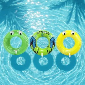 Children’s Eco Friendly PVC Portable Inflatable Swimming Ring with Water Spray Gun Lightweight Pool Toy for Summer Fun