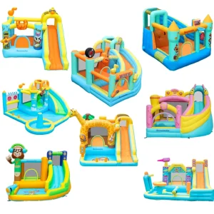 Children’s Inflatable Bounce House with Slide and Trampoline 4 Person Capacity 420D+840D Oxford Fabric Easy Setup