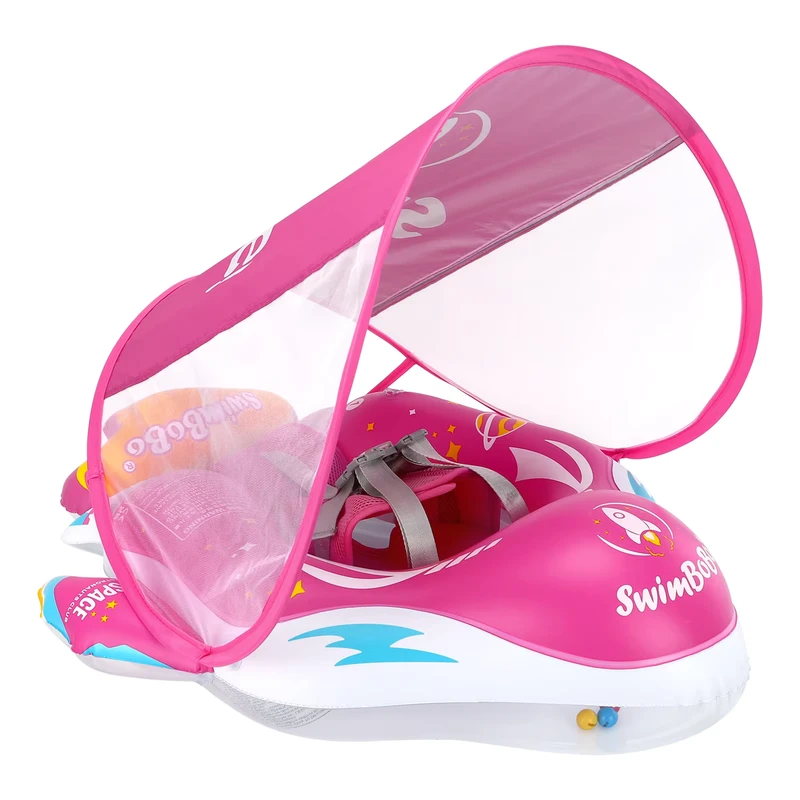 Anello Galleggiante Gonfiabile per Bambini con Tettoia per Sicurezza in Piscina