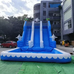 China Lake Commercial Grade Inflatable Water Slides with Swimming Pool