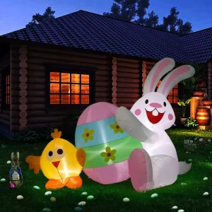Fábrica da China, Coelho Branco Inflável de Páscoa, Coelho de Páscoa, Pintainhos e Ovos Coloridos, Brinquedos Infláveis em Cartoon