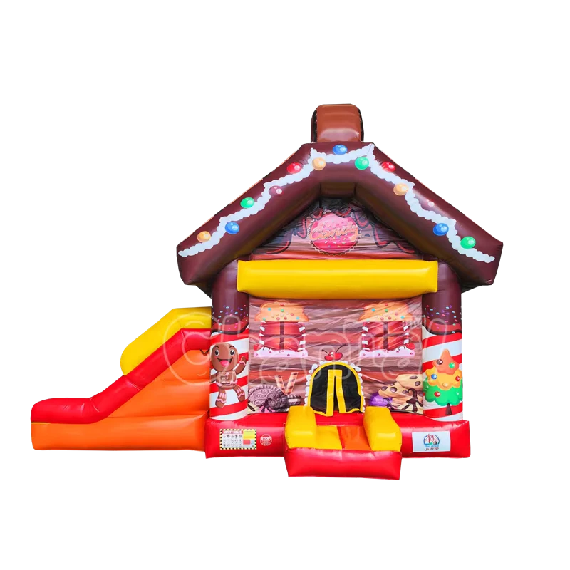 Christmas Ginger Bounce Slide Bouncy Jumper Inflatable Slide Obstacle Course Moonwalk Castle Inflatable Combo X’mas Bouncers