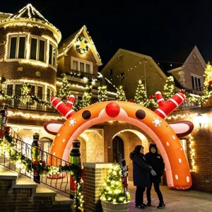 Christmas Inflatable Deer Entrance Oxford Waterproof Inflatable Deer Gate Inflatable Arch Outdoor Christmas Decoration Supplies