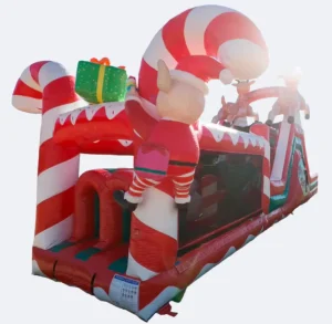 Curso de obstáculos inflable navideño para eventos festivos y uso comercial, tamaño personalizable de alta capacidad