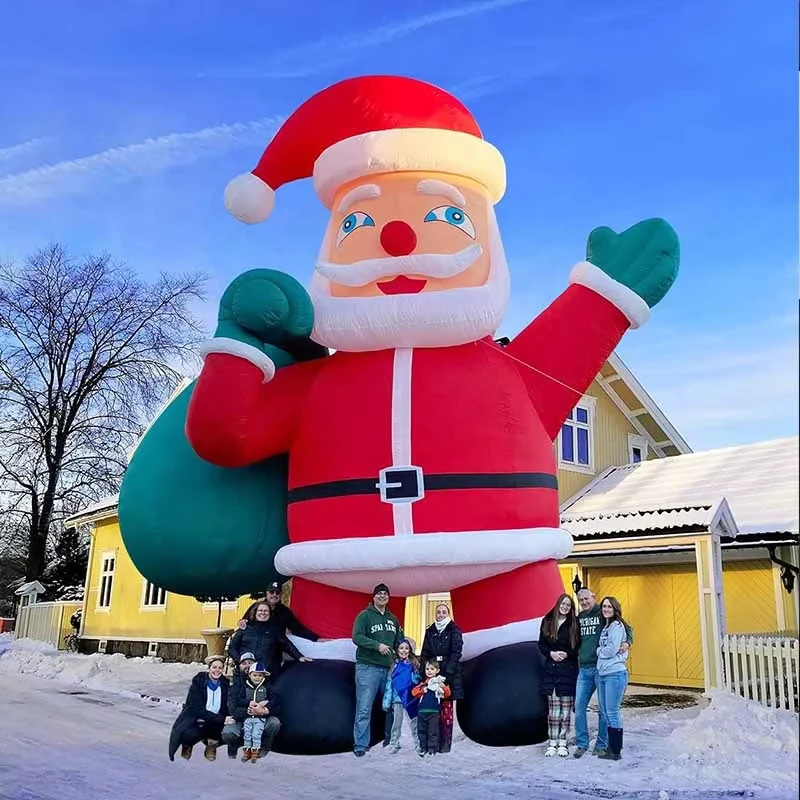Père Noël gonflable de Noël, décorations de modèle de cartoon pour fête en plein air, géant gonflable avec souffleur