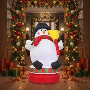 Christmas Inflatable Snowman LED Lighted 3D Airblown Yard Decoration for Outdoor Holiday Lighting