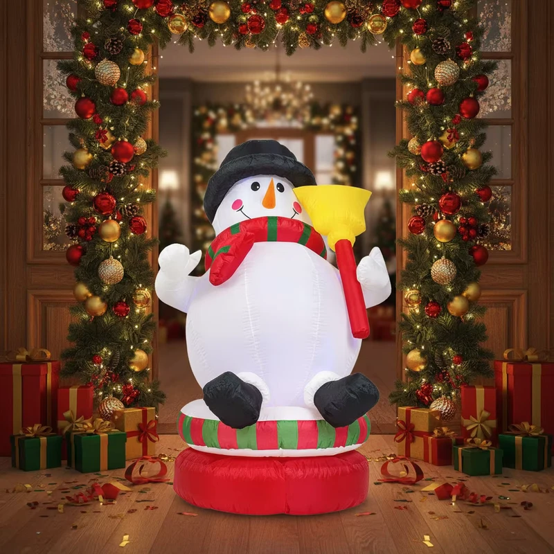 Bonhomme de neige gonflable de Noël éclairé par LED, décoration de jardin 3D pour éclairage extérieur de vacances