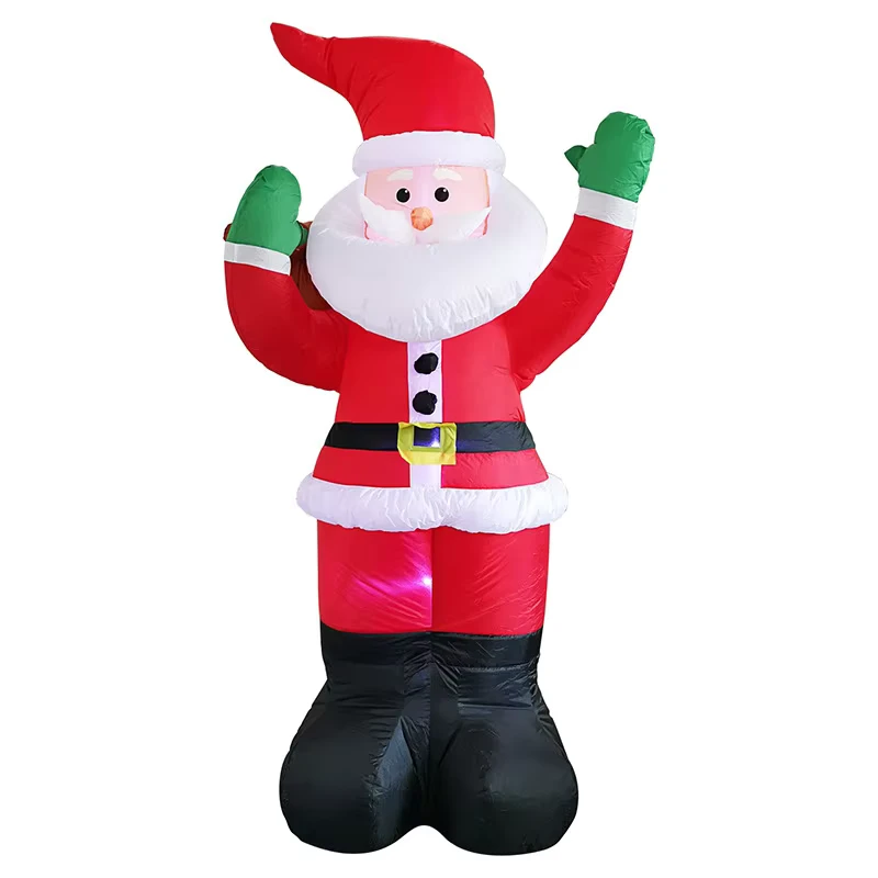 Kerst Opblaasbare Tuin Decoratie 6 FT Opblaasbare Kerstman Rood Wit Polyester LED Verlichting Waterdicht Eenvoudige Opstelling