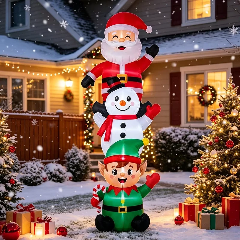 Mô hình Giáng sinh Người tuyết Ông già Noel Đồ chơi bơm hơi LED ánh sáng ngoài trời