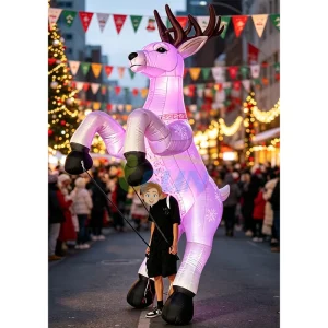 Christmas Parade Walking Inflatable Reindeer Puppet Outdoor Performance Inflatable Deer Costume for Street Festival