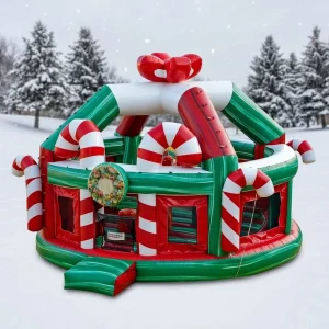 Christmas Theme Inflatable Bounce House Combo Giant Santa Sleigh Inflatable Castle with Slide