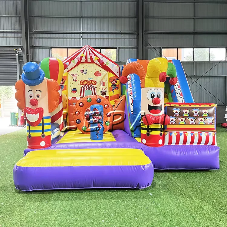 Castelo Inflável Comercial em PVC, Hupfburg de Palhaço de Circo para Festas de Crianças