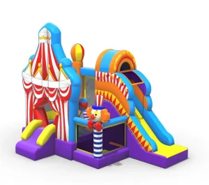 Circus Clown Themed Inflatable Jumping Castle Combo Inflatable Bounce House with Slide Outdoor Inflatable Play Equipment
