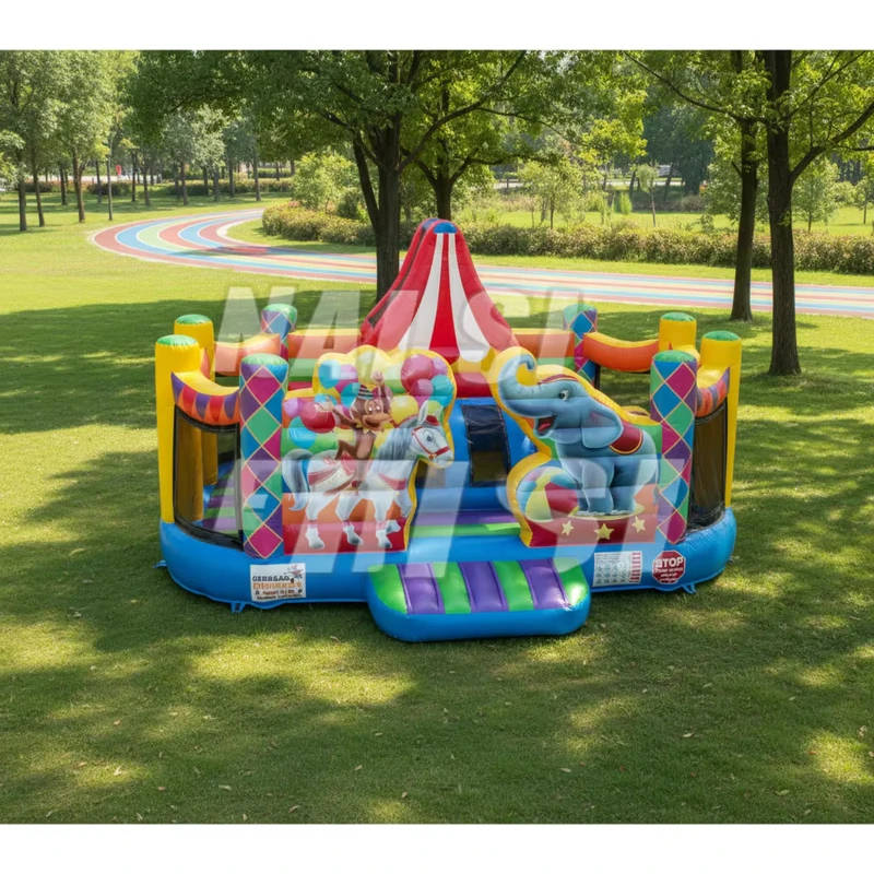Kombinasi Rumah Lompat Inflatable Playground Sirkus untuk Anak-anak