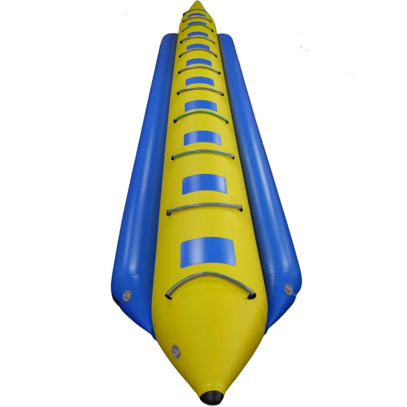 Desain Klasik 8 Orang Portable 0.9mm PVC Terpal Perahu Pisang Inflatable Olahraga Air