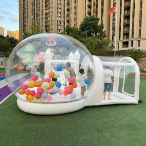 Casa gonfiabile gigante in PVC trasparente per feste di bambini, tenda igloo a stampa digitale con soffiatore per uso all'aperto