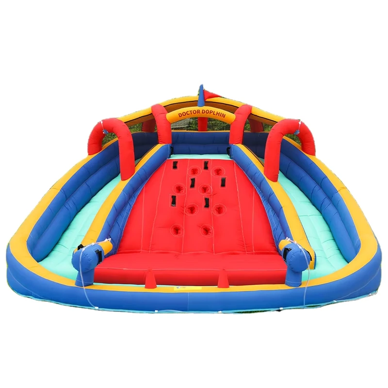 Casa Gonfiabile con Doppio Scivolo da Piscina 4 Persone 410x383x238cm Tessuto Oxford 420D+840D Facile da Montare