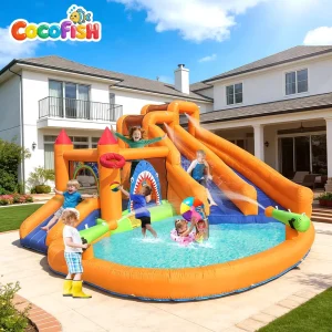 Cocofish Oxford Cloth Inflatable Bouncer Combo Bouncy Castle Oxford Fabric Commercial Grade Inflatable Bounce House with Pool