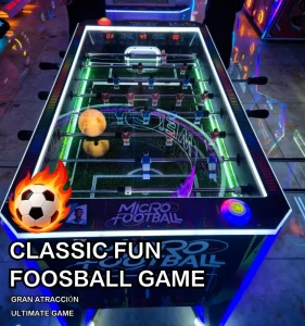 Coin Operated Wooden Table Game Foosball Gaming Machine Multiplayer Interaction Mini Soccer Table Game Metal LED Illuminated