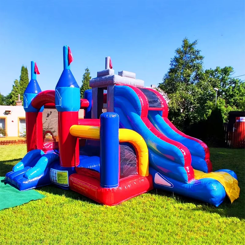 Gekleurd Opblaasbaar PVC Kasteel Springkasteel Achtertuin Kinderen Springhuis Buiten Opblaasbare Tumble Bouncer