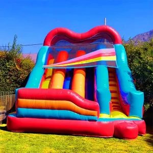 Castello Gonfiabile Commerciale Colorato con Scivolo per Bambini, Trampolino Gonfiabile per Gioco all'Aperto