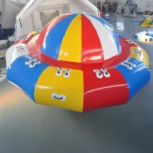 Colorful Custom Design Inflatable Rotating Boat Tube Flying UFO Towable Water Game Toy Amusing Inflatable Water Facility