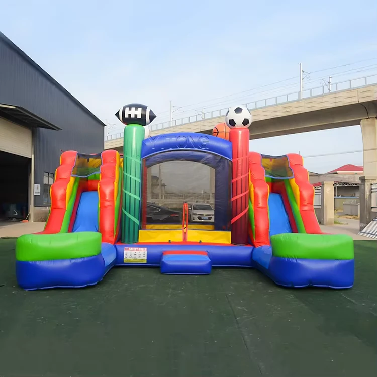 Castello gonfiabile colorato, scivolo gonfiabile combinato commerciale all'aperto per bambini
