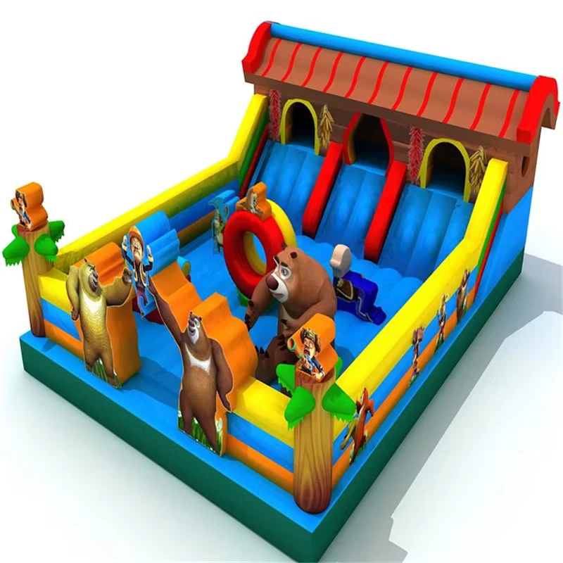 Castelo Inflável Colorido com Escorrega para Entretenimento em Festas ao Ar Livre e Parques de Diversões para Crianças