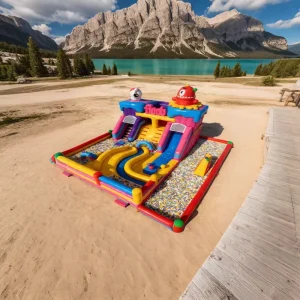Château gonflable coloré pour enfants, château de saut, matériaux en nylon robustes, combo de bouncer d'obstacles gonflables