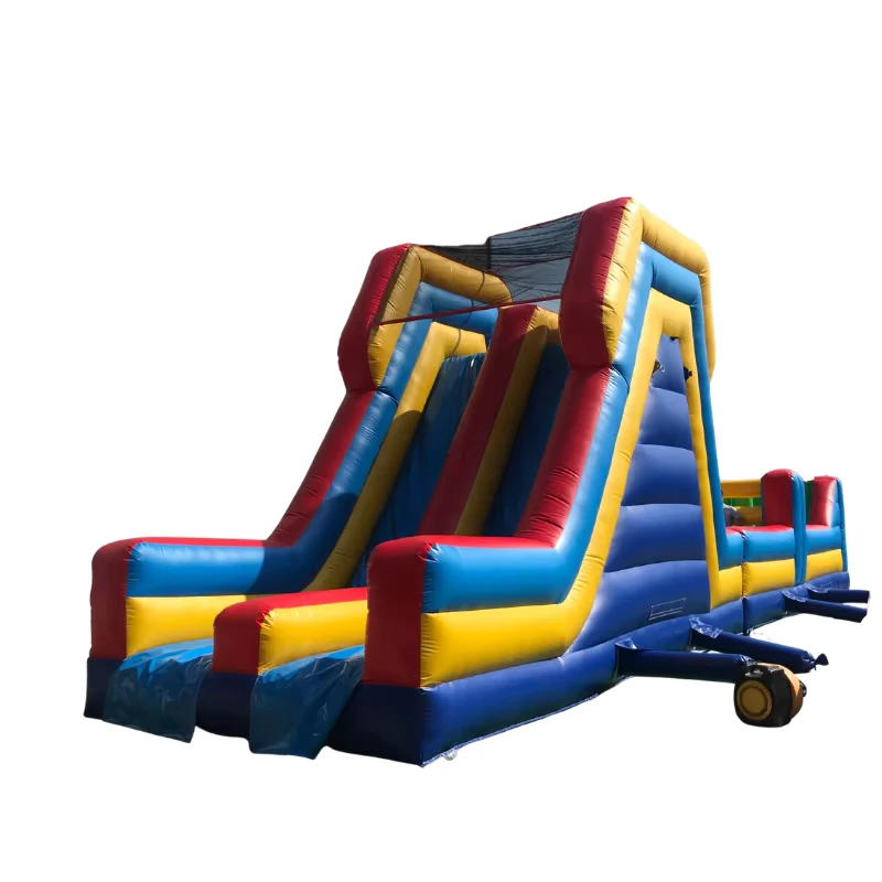 Colorful Inflatable Obstacle Course with Double Slides Durable PVC for Kids Party and Commercial Rental