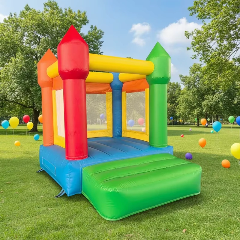 Castelo Inflável Colorido para Saltar - Casa de Salto Mini para Festas ao Ar Livre e Casamentos