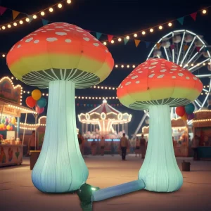 Colorful LED Alice Wonderland Inflatable Mushroom Balloon Customized Color Size Eco Friendly Oxford Fabric for Stage Party