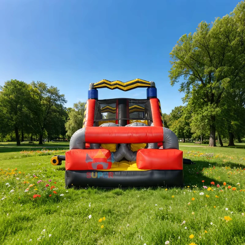 カラフルPVCインフレータブル障害物コースとキャッスル パーティーレンタルとゲーム用 9x3x3.5m 8歳以上