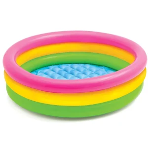 Colorful Rainbow 3 Rings Inflatable Children Swimming Pool Sunset Glow Baby Bath Round Pool for Natatorium