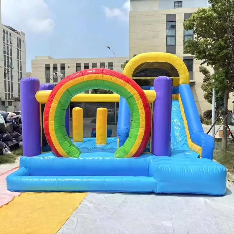 Colorful Rainbow Design Inflatable Bounce Castle