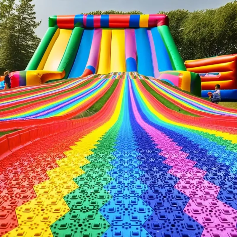 Équipement de loisirs extérieur coloré en arc-en-ciel, toboggan amusant pour tous les âges