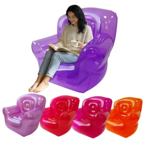 Colorful Transparent Blow up Single Couch Air Lounge Chair Waterproof PVC Armchair Inflatable Sofa for Camping Outdoor Indoor