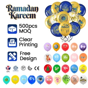 Bóng Bay Quảng Cáo Cá Nhân Hóa In Logo 12" Lễ Tốt Nghiệp Umrah Eid Mubarak Ramadan