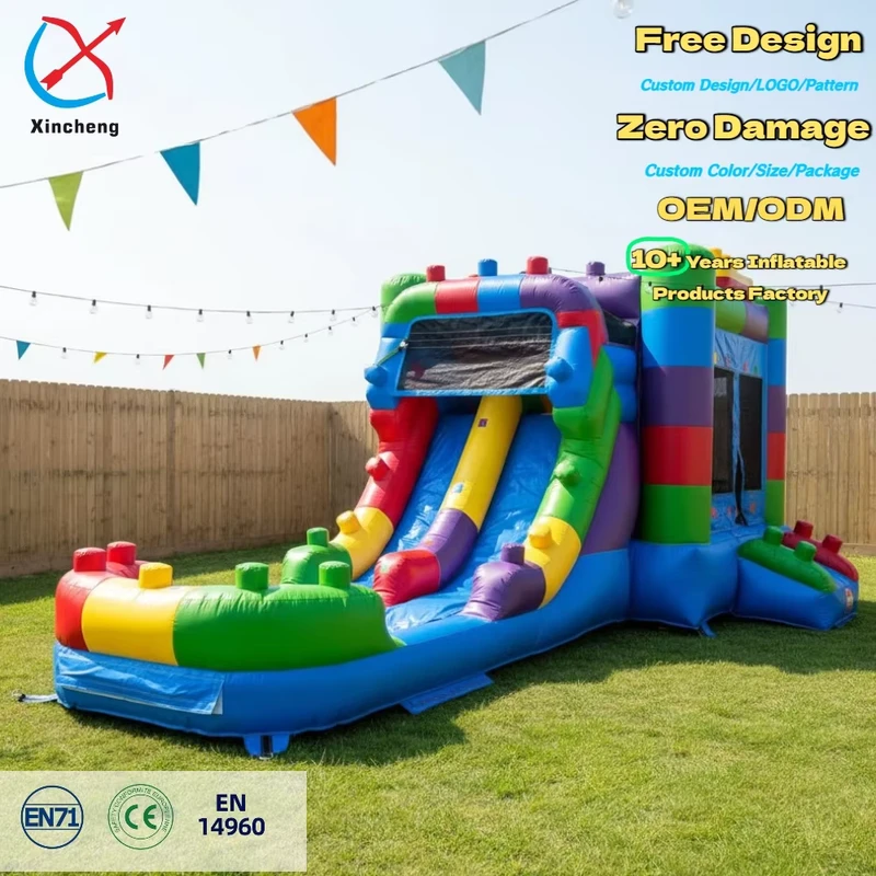 Combo Rumah Lompat Inflatable dengan Seluncuran Playground Funcity Dijual Kastil Bouncy PVC Kustom Berkualitas Tinggi