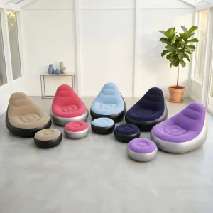 Comfortable Modern Inflatable Chair with Matching Footrest Foldable Portable Air Seat for Dormitory Bedroom Outdoor